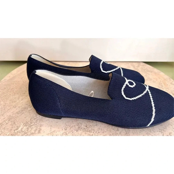 Serra Womens Blue Sketched Heart Recycled Canvas Flats Shoes Size 8 - Picture 4 of 9